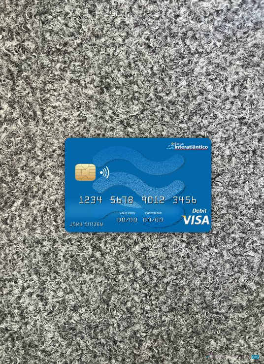 Download Cabo Verde Banco Inter Atlântico bank visa card photolook front Photoshop template